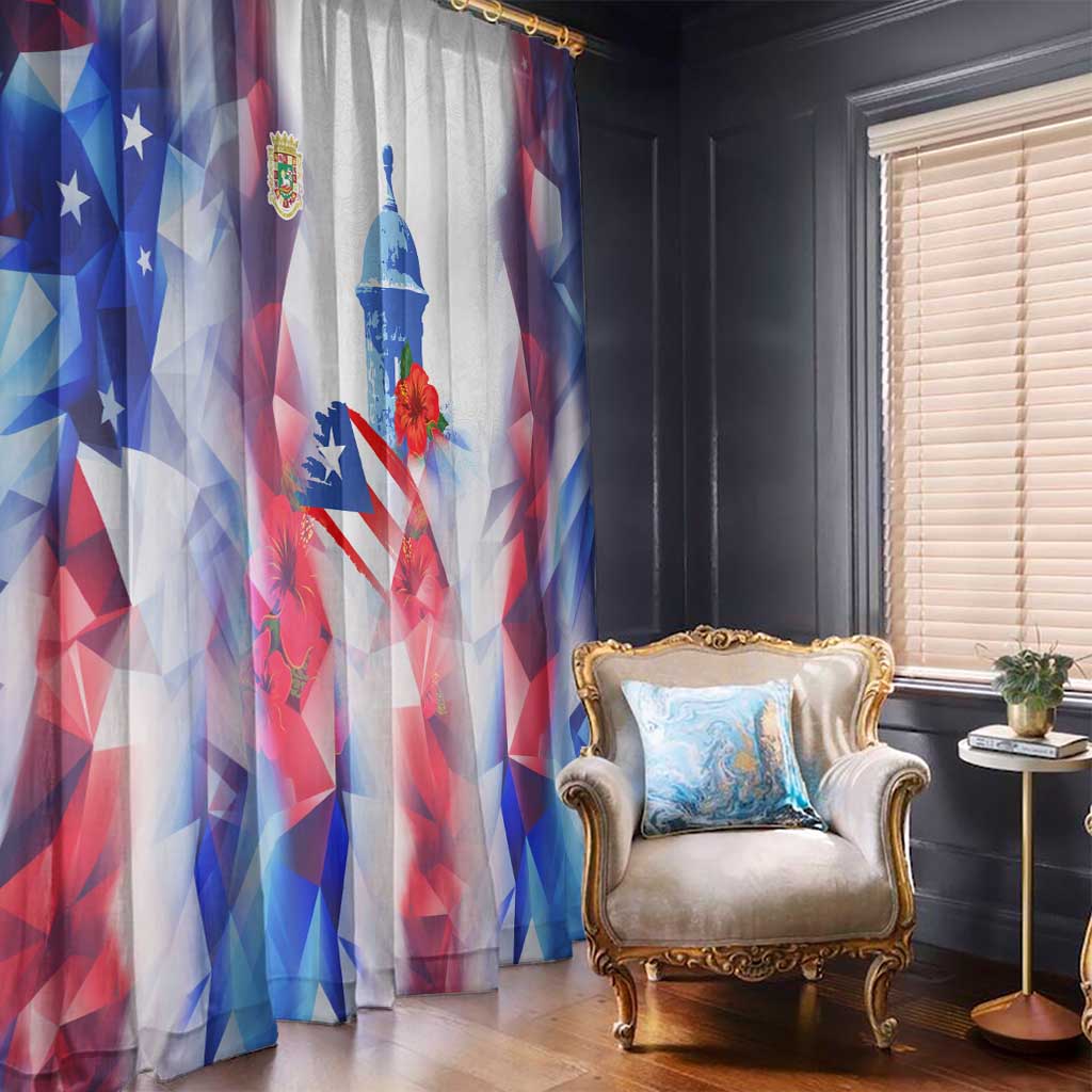 Puerto Rico Window Curtain with Coqui Frog, Hibiscus Flowers, and Flag Landmark Design - Wonder Print Shop