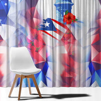 Puerto Rico Window Curtain with Coqui Frog, Hibiscus Flowers, and Flag Landmark Design - Wonder Print Shop