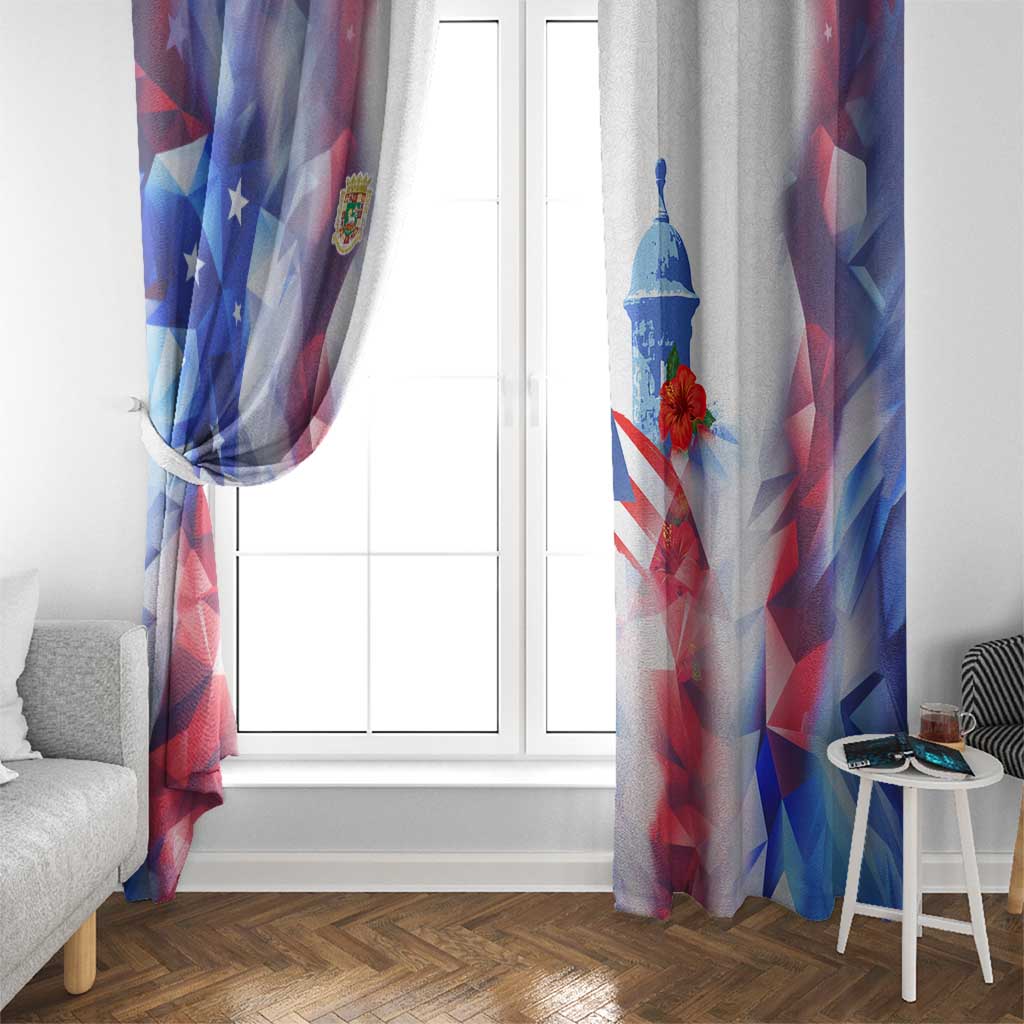 Puerto Rico Window Curtain with Coqui Frog, Hibiscus Flowers, and Flag Landmark Design - Wonder Print Shop