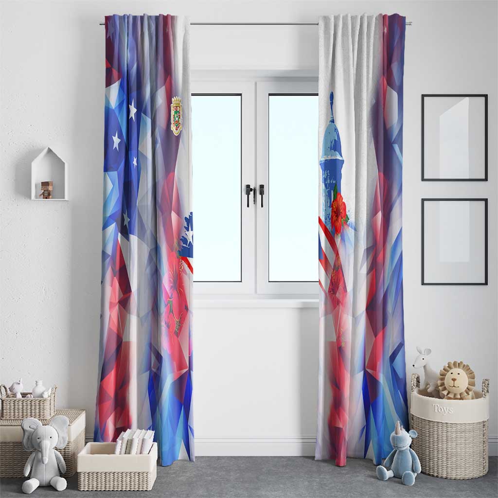 Puerto Rico Window Curtain with Coqui Frog, Hibiscus Flowers, and Flag Landmark Design - Wonder Print Shop