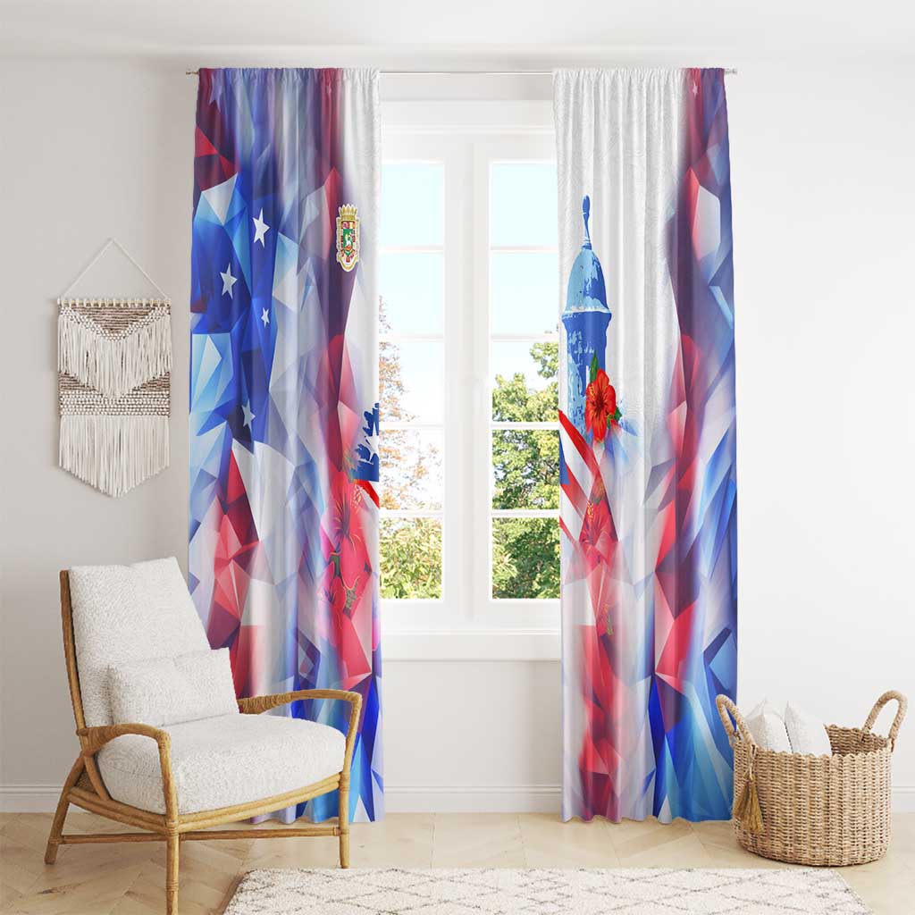 Puerto Rico Window Curtain with Coqui Frog, Hibiscus Flowers, and Flag Landmark Design - Wonder Print Shop