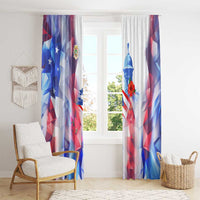Puerto Rico Window Curtain with Coqui Frog, Hibiscus Flowers, and Flag Landmark Design - Wonder Print Shop
