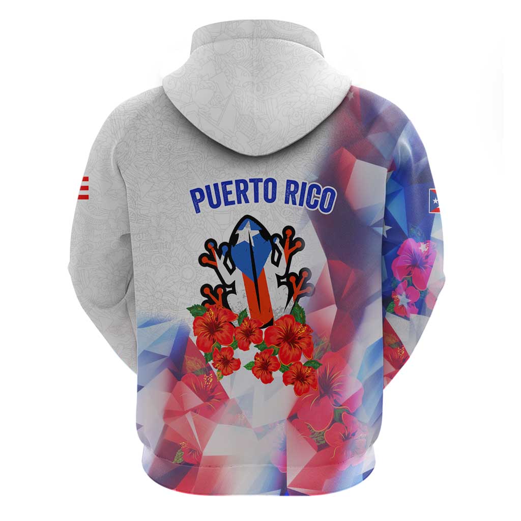 Puerto Rico Zip Hoodie with Coqui Frog, Hibiscus Flowers, and Flag Landmark Design - Wonder Print Shop