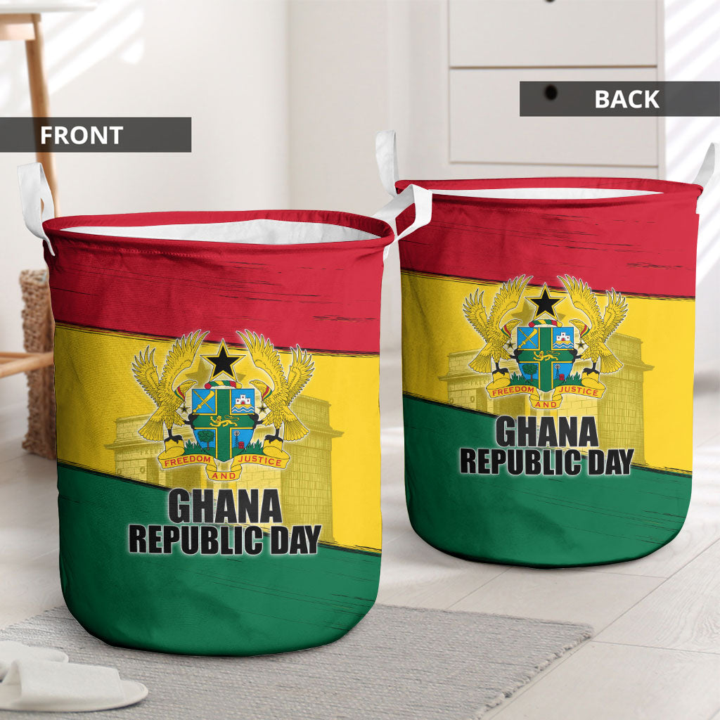 Ghana Republic Day Laundry Basket Ghanaian Pride Flag Colors With Coat Of Arms And Black Star