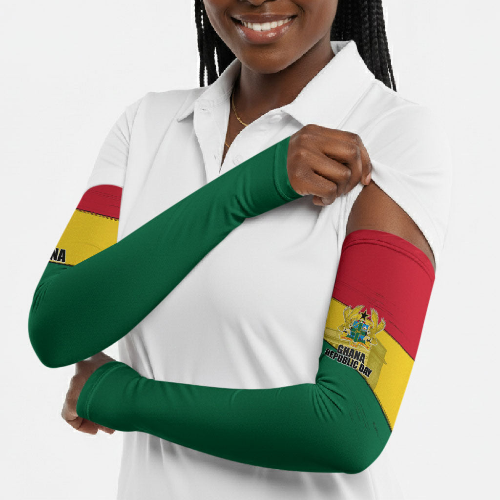 Ghana Republic Day Arm Sleeves Ghanaian Pride Flag Colors With Coat Of Arms And Black Star