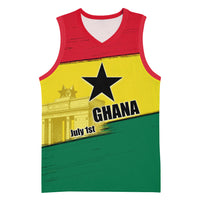 Ghana Republic Day Basketball Jersey Ghanaian Pride Flag Colors With Coat Of Arms And Black Star