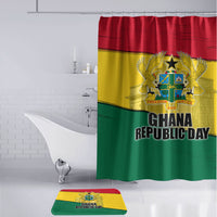 Ghana Republic Day Bathroom Set Ghanaian Pride Flag Colors With Coat Of Arms And Black Star
