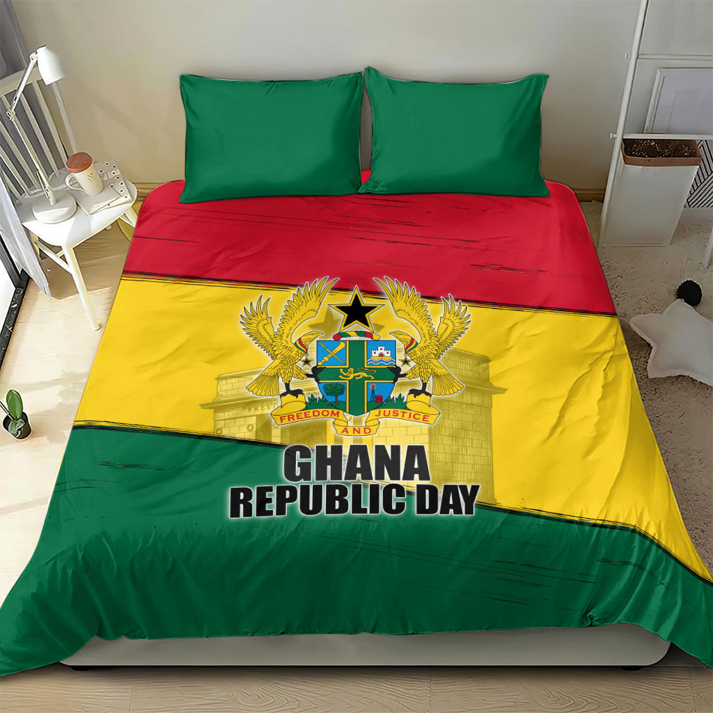Ghana Republic Day Bedding Set Ghanaian Pride Flag Colors With Coat Of Arms And Black Star