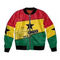 Ghana Republic Day Bomber Jacket Ghanaian Pride Flag Colors With Coat Of Arms And Black Star