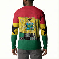 Ghana Republic Day Button Sweatshirt Ghanaian Pride Flag Colors With Coat Of Arms And Black Star