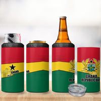 Ghana Republic Day 4 in 1 Can Cooler Tumbler Ghanaian Pride Flag Colors With Coat Of Arms And Black Star