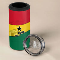 Ghana Republic Day 4 in 1 Can Cooler Tumbler Ghanaian Pride Flag Colors With Coat Of Arms And Black Star