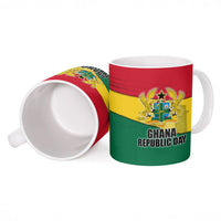 Ghana Republic Day Ceramic Mug Ghanaian Pride Flag Colors With Coat Of Arms And Black Star