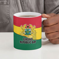 Ghana Republic Day Ceramic Mug Ghanaian Pride Flag Colors With Coat Of Arms And Black Star
