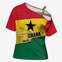 Ghana Republic Day Cross Shoulder Shirt Ghanaian Pride Flag Colors With Coat Of Arms And Black Star