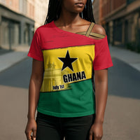 Ghana Republic Day Cross Shoulder Shirt Ghanaian Pride Flag Colors With Coat Of Arms And Black Star