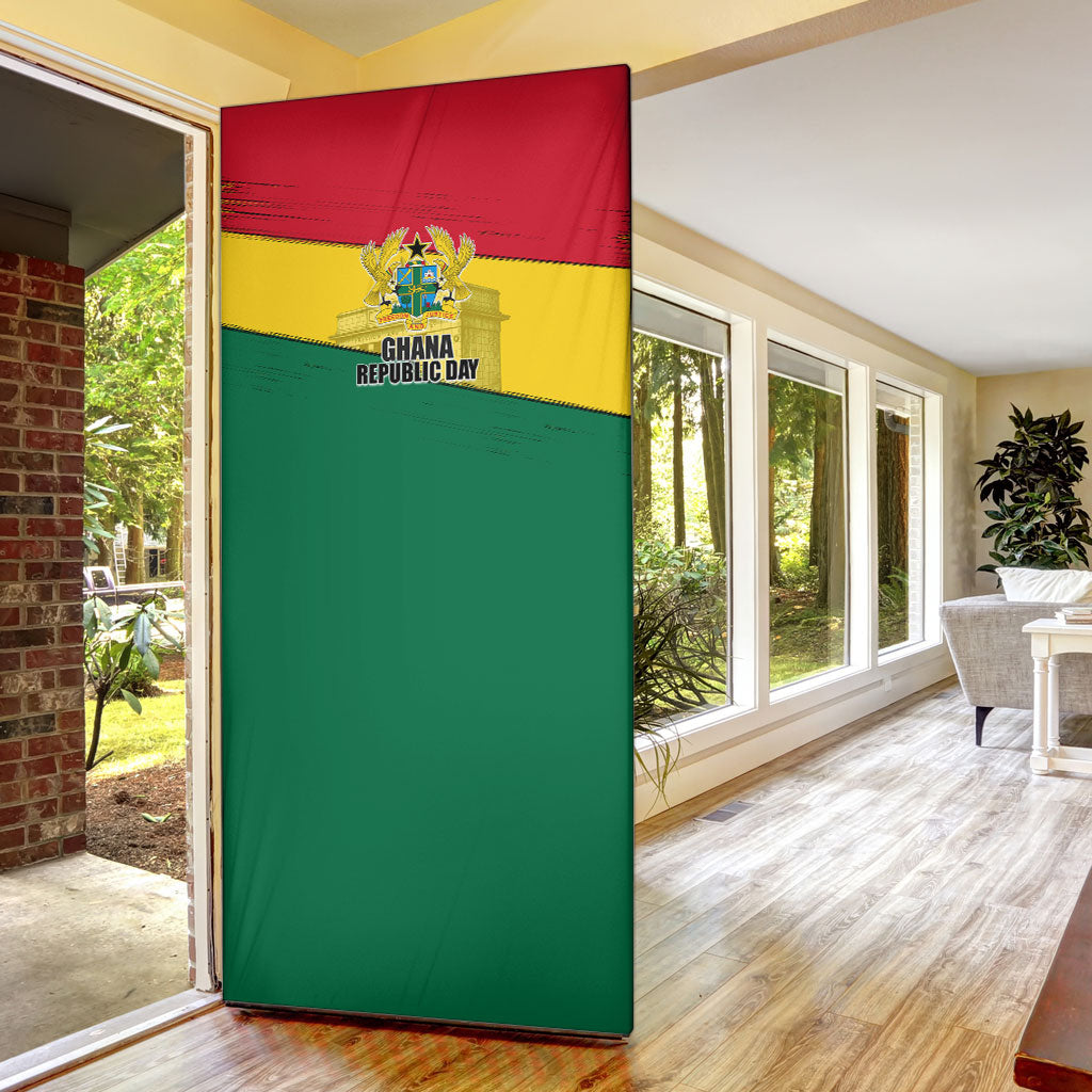 Ghana Republic Day Door Cover Ghanaian Pride Flag Colors With Coat Of Arms And Black Star