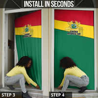 Ghana Republic Day Door Cover Ghanaian Pride Flag Colors With Coat Of Arms And Black Star