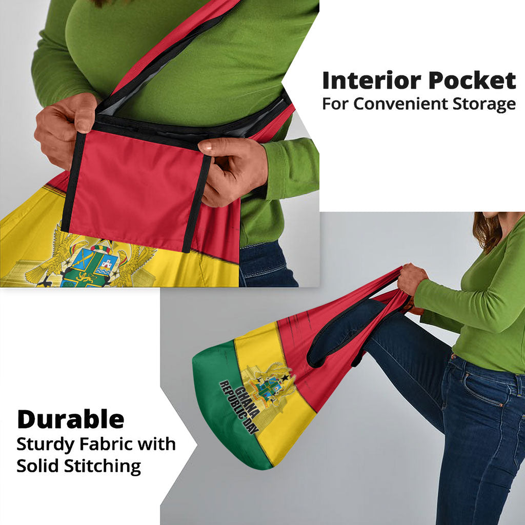 Ghana Republic Day Grocery Bag Ghanaian Pride Flag Colors With Coat Of Arms And Black Star
