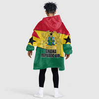Ghana Republic Day Kid Wearable Blanket Hoodie Ghanaian Pride Flag Colors With Coat Of Arms And Black Star
