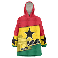 Ghana Republic Day Kid Wearable Blanket Hoodie Ghanaian Pride Flag Colors With Coat Of Arms And Black Star