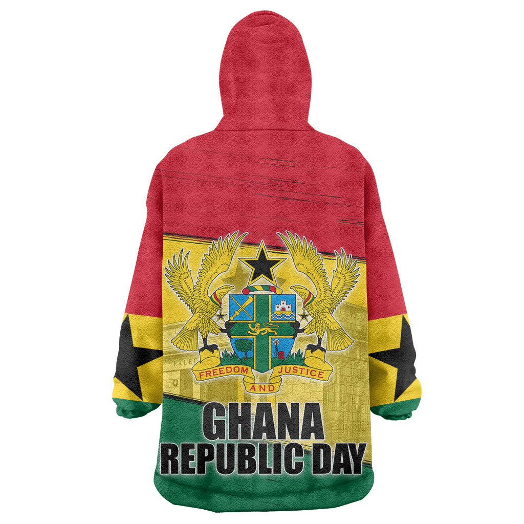 Ghana Republic Day Kid Wearable Blanket Hoodie Ghanaian Pride Flag Colors With Coat Of Arms And Black Star