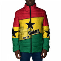 Ghana Republic Day Padded Jacket Ghanaian Pride Flag Colors With Coat Of Arms And Black Star
