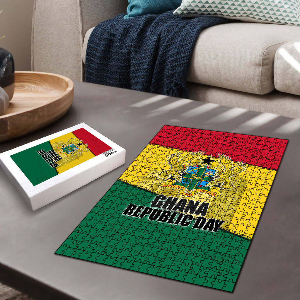 Ghana Republic Day Puzzle Ghanaian Pride Flag Colors With Coat Of Arms And Black Star