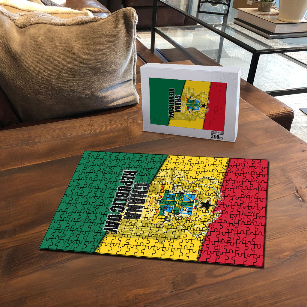Ghana Republic Day Puzzle Ghanaian Pride Flag Colors With Coat Of Arms And Black Star