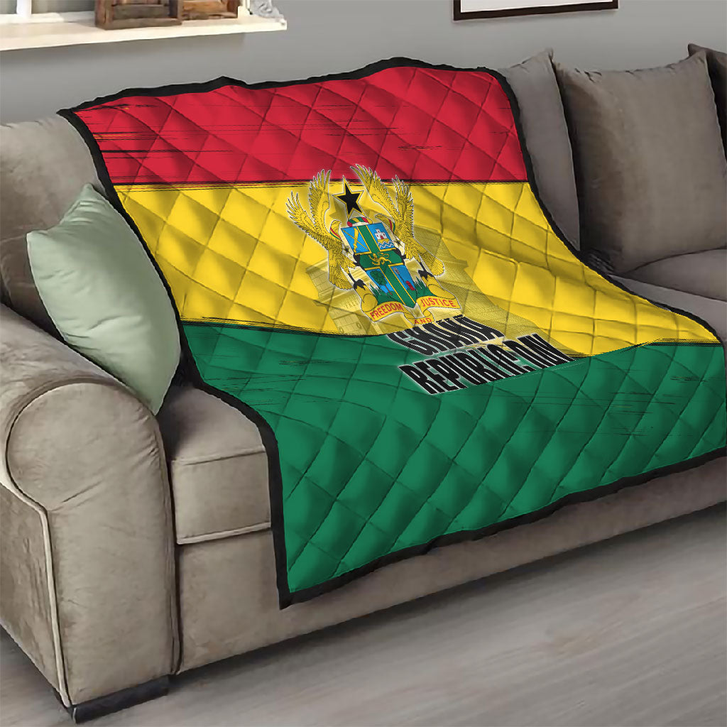 Ghana Republic Day Quilt Ghanaian Pride Flag Colors With Coat Of Arms And Black Star