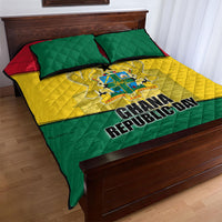 Ghana Republic Day Quilt Bed Set Ghanaian Pride Flag Colors With Coat Of Arms And Black Star