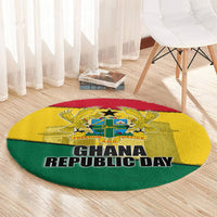 Ghana Republic Day Round Carpet Ghanaian Pride Flag Colors With Coat Of Arms And Black Star