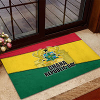 Ghana Republic Day Rubber Doormat Ghanaian Pride Flag Colors With Coat Of Arms And Black Star