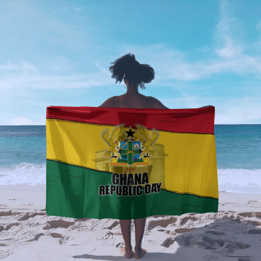 Ghana Republic Day Sarong Ghanaian Pride Flag Colors With Coat Of Arms And Black Star
