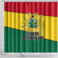Ghana Republic Day Shower Curtain Ghanaian Pride Flag Colors With Coat Of Arms And Black Star