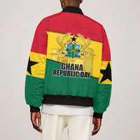 Ghana Republic Day Sleeve Zip Bomber Jacket Ghanaian Pride Flag Colors With Coat Of Arms And Black Star