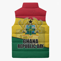 Ghana Republic Day Sleeveless Puffer Jacket Ghanaian Pride Flag Colors With Coat Of Arms And Black Star