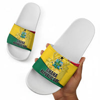 Ghana Republic Day Slide Sandals Ghanaian Pride Flag Colors With Coat Of Arms And Black Star