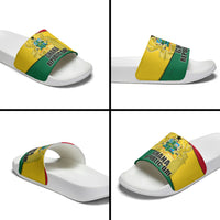 Ghana Republic Day Slide Sandals Ghanaian Pride Flag Colors With Coat Of Arms And Black Star