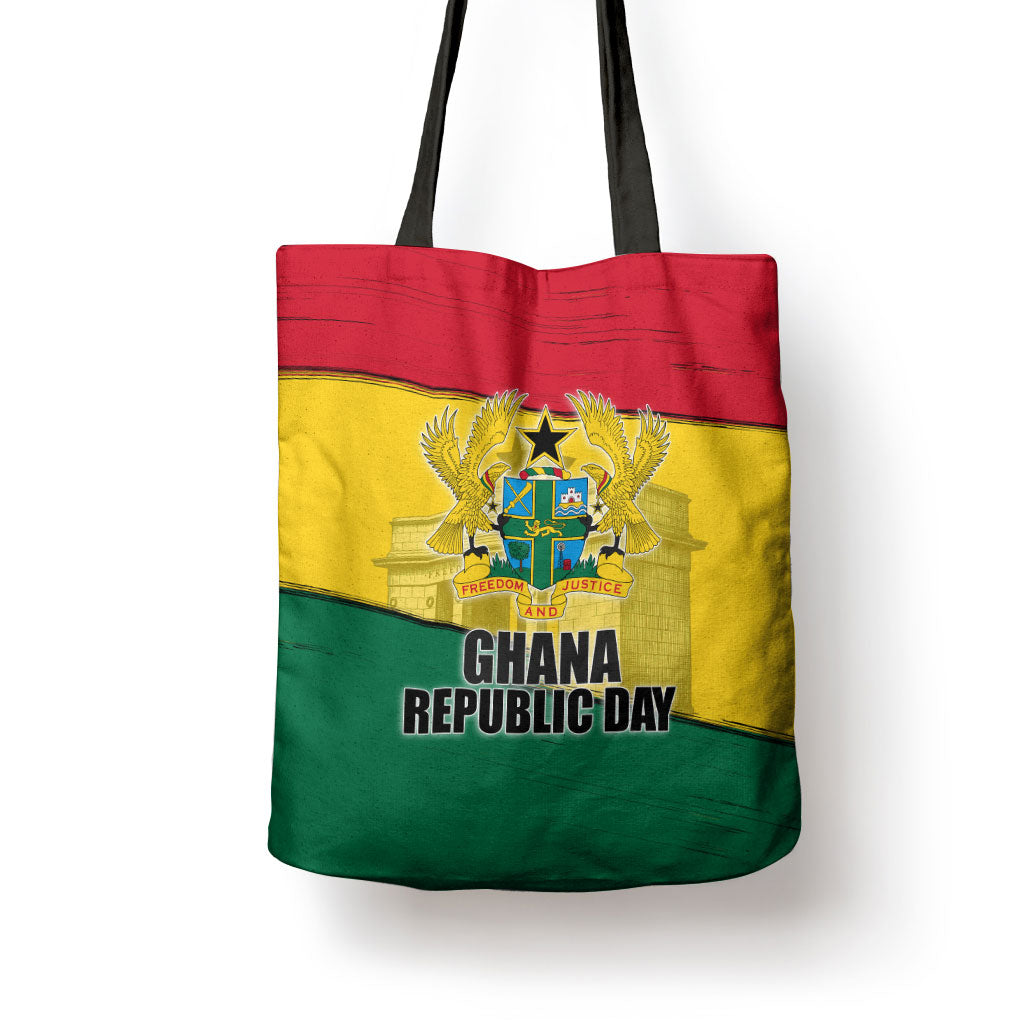 Ghana Republic Day Tote Bag Ghanaian Pride Flag Colors With Coat Of Arms And Black Star
