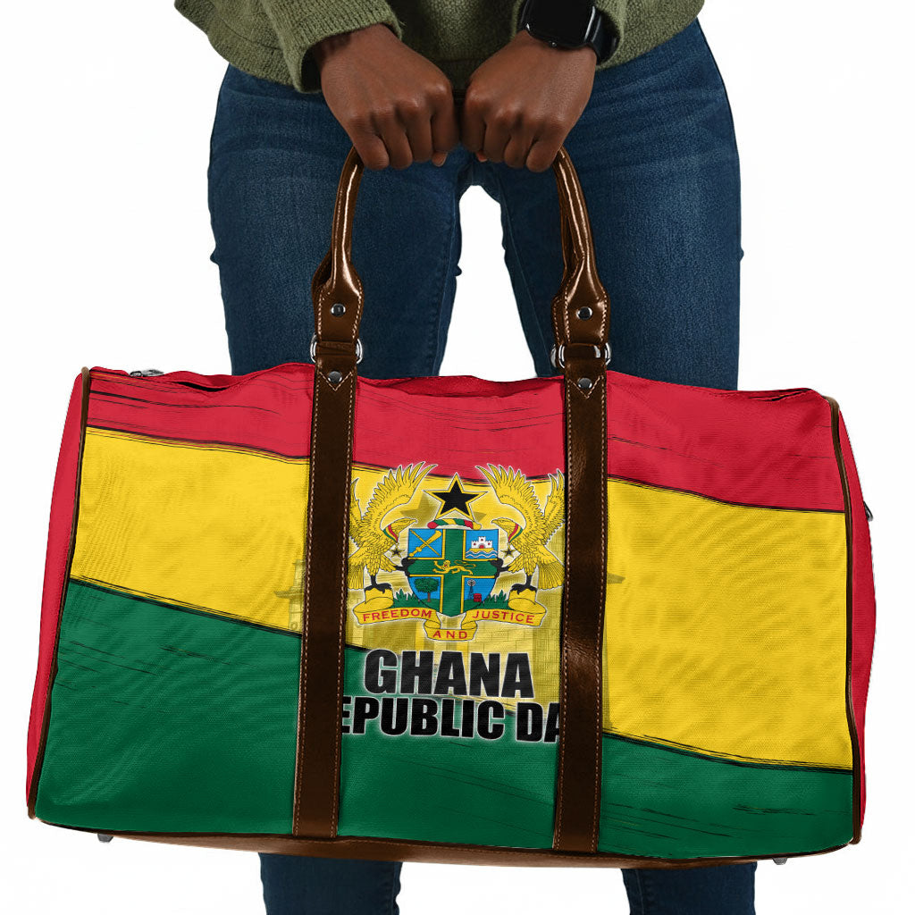 Ghana Republic Day Travel Bag Ghanaian Pride Flag Colors With Coat Of Arms And Black Star