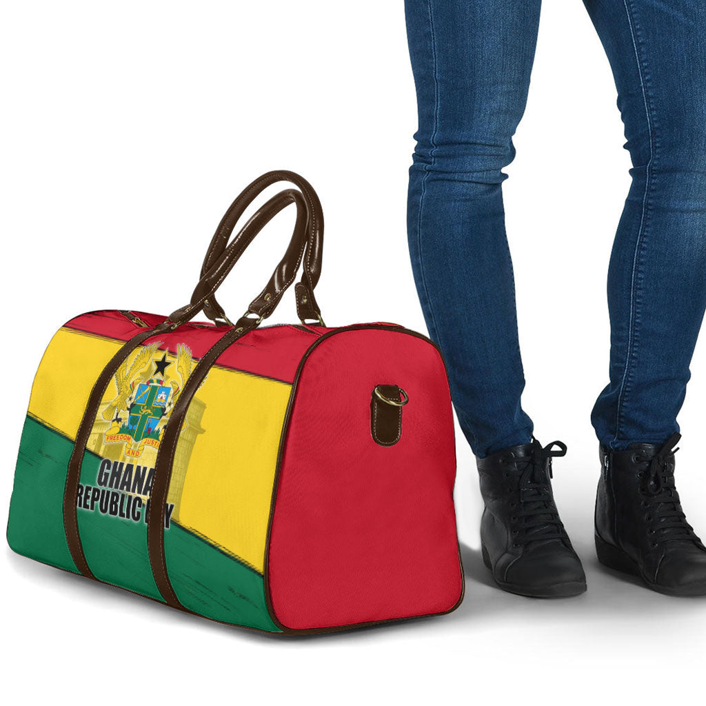 Ghana Republic Day Travel Bag Ghanaian Pride Flag Colors With Coat Of Arms And Black Star