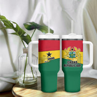 Ghana Republic Day Tumbler With Handle Ghanaian Pride Flag Colors With Coat Of Arms And Black Star