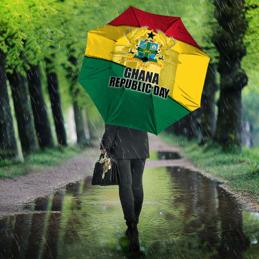 Ghana Republic Day Umbrella Ghanaian Pride Flag Colors With Coat Of Arms And Black Star