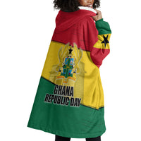 Ghana Republic Day Wearable Blanket Hoodie Ghanaian Pride Flag Colors With Coat Of Arms And Black Star