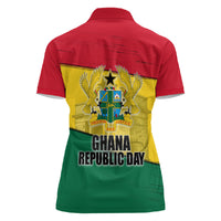 Ghana Republic Day Women Polo Shirt Ghanaian Pride Flag Colors With Coat Of Arms And Black Star