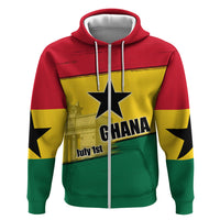 Ghana Republic Day Zip Hoodie Ghanaian Pride Flag Colors With Coat Of Arms And Black Star