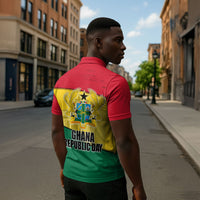 Ghana Republic Day Zipper Polo Shirt Ghanaian Pride Flag Colors With Coat Of Arms And Black Star