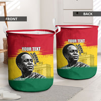 Personalized Ghana Republic Day Laundry Basket Kwame Nkrumah Vintage Portrait Art - July 1st Theme