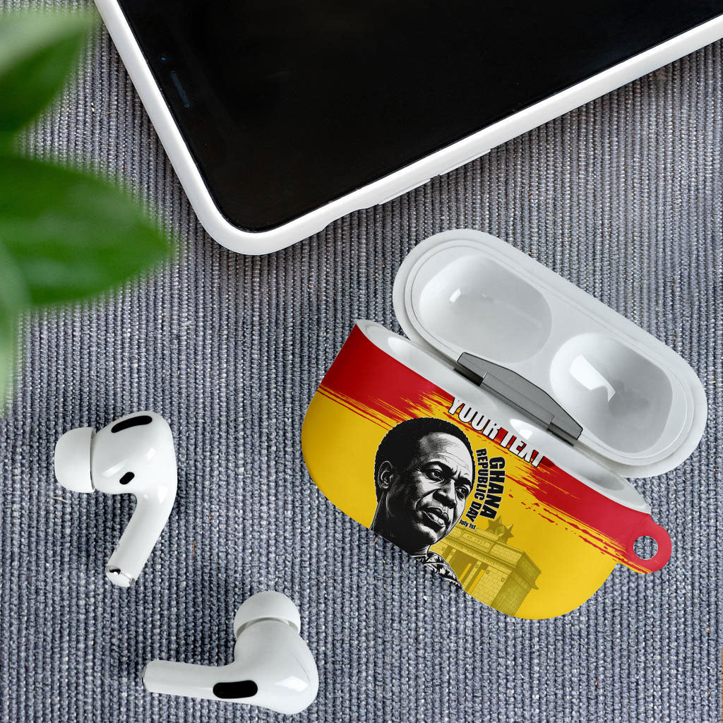 Personalized Ghana Republic Day AirPods Case Kwame Nkrumah Vintage Portrait Art - July 1st Theme